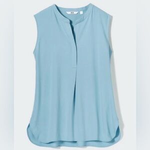 Uniqlo Light Blue Sleeveless Rayon Blouse